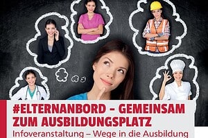 Einladungsflyer zur Infoveranstaltung „Wege in die Ausbildung“ am 2. Oktober 2026 in den Hallen am Borsigturm mit den Logos der teilnehmenden Betriebe